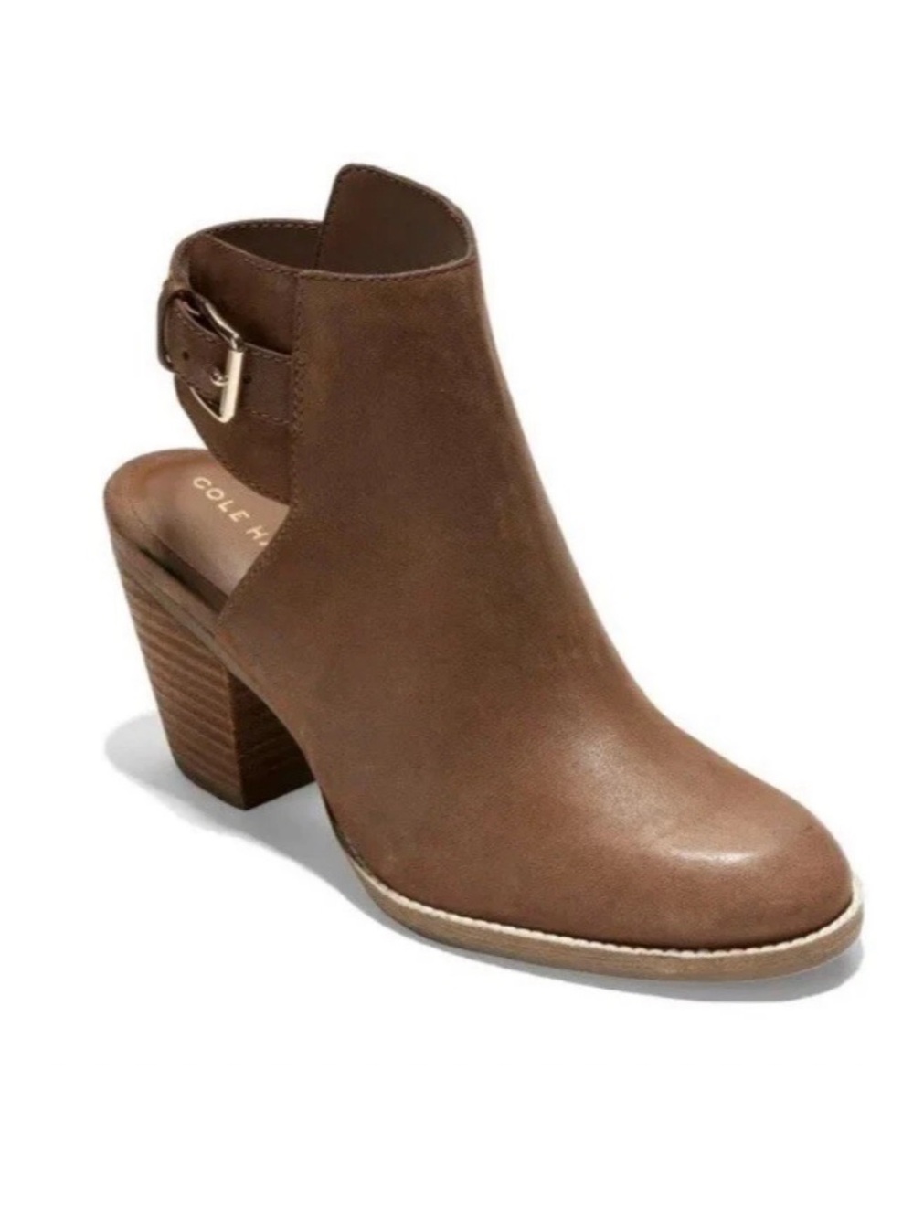 Cole Haan Pippa Soft Nosib/Nubuck Leather  Slingback Ankle Bootie Rich Brown 9.5